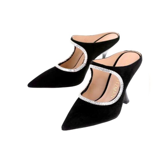 Stuart Weitzman Shoes - Stuart Weitzman Black Suede & Crystal Embellished Mule. Brand New! Size 8